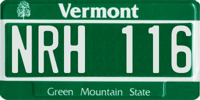 VT license plate NRH116
