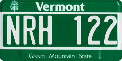 VT license plate NRH122