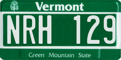 VT license plate NRH129