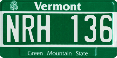 VT license plate NRH136