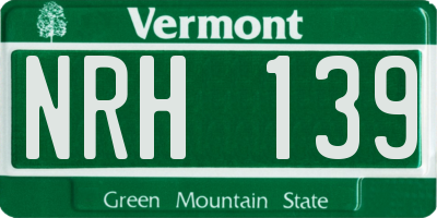 VT license plate NRH139
