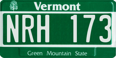 VT license plate NRH173