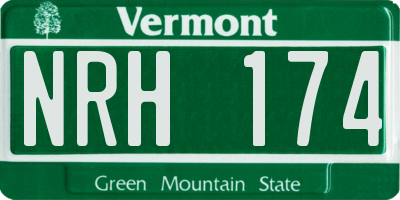 VT license plate NRH174