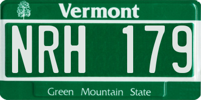 VT license plate NRH179