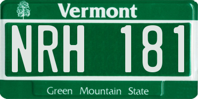 VT license plate NRH181