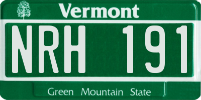 VT license plate NRH191