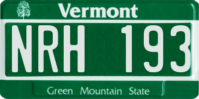 VT license plate NRH193