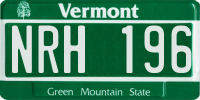 VT license plate NRH196