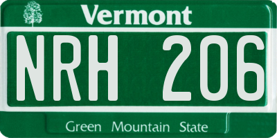 VT license plate NRH206