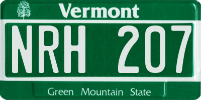 VT license plate NRH207