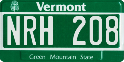 VT license plate NRH208