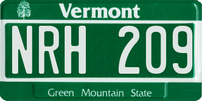 VT license plate NRH209