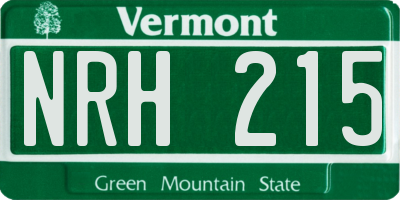 VT license plate NRH215