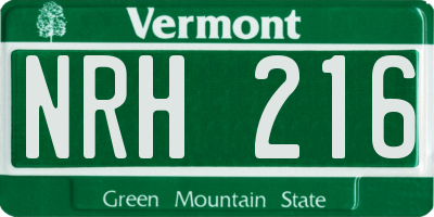 VT license plate NRH216