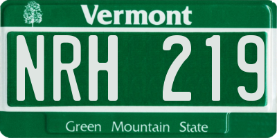 VT license plate NRH219