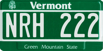 VT license plate NRH222