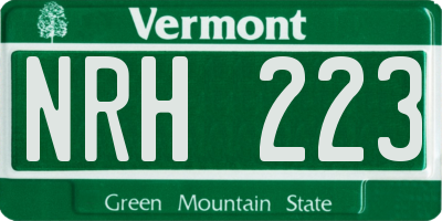 VT license plate NRH223
