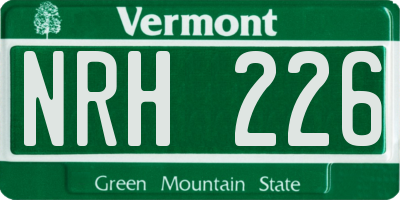 VT license plate NRH226