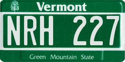 VT license plate NRH227