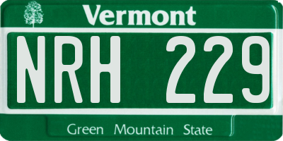 VT license plate NRH229