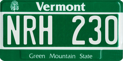 VT license plate NRH230