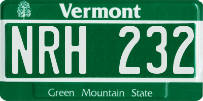 VT license plate NRH232