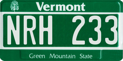 VT license plate NRH233