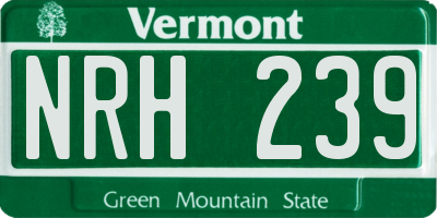 VT license plate NRH239