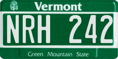 VT license plate NRH242