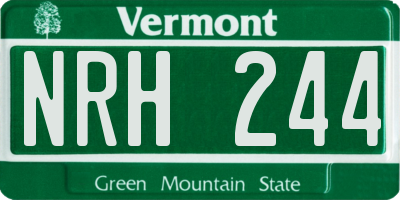 VT license plate NRH244