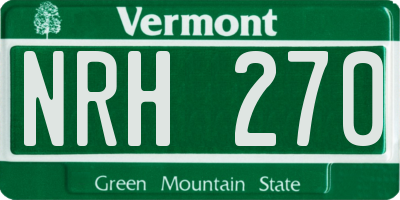VT license plate NRH270