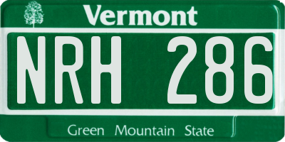 VT license plate NRH286