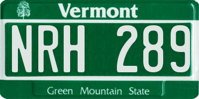 VT license plate NRH289