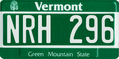VT license plate NRH296