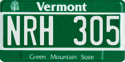 VT license plate NRH305