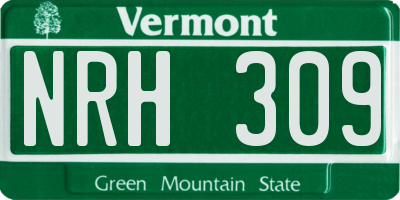VT license plate NRH309