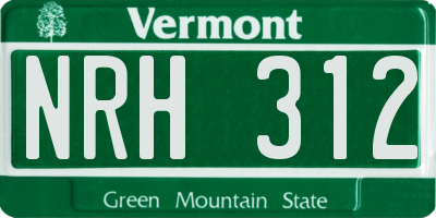 VT license plate NRH312