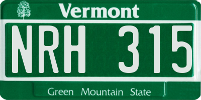 VT license plate NRH315