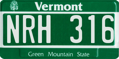 VT license plate NRH316