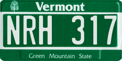 VT license plate NRH317