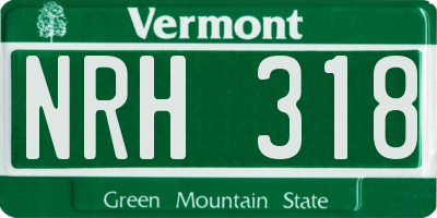 VT license plate NRH318