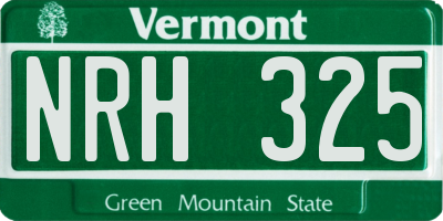 VT license plate NRH325