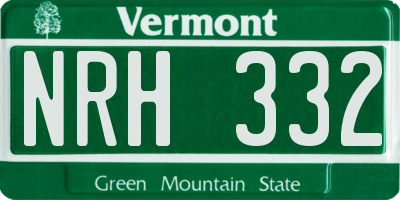 VT license plate NRH332