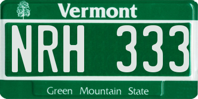VT license plate NRH333