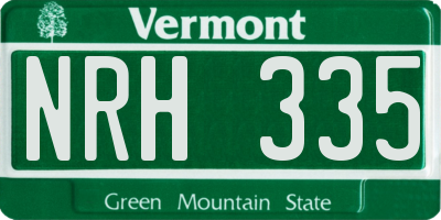 VT license plate NRH335