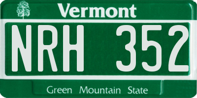VT license plate NRH352
