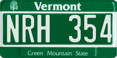 VT license plate NRH354