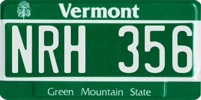 VT license plate NRH356