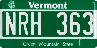 VT license plate NRH363