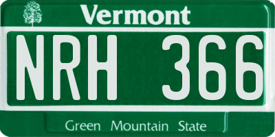 VT license plate NRH366